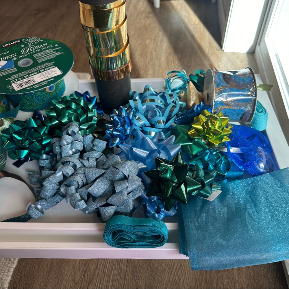 Peacock Theme Blue & Teal Gift Bows  Variety Pack for Gift/Party Decorations - Picture 5 of 12